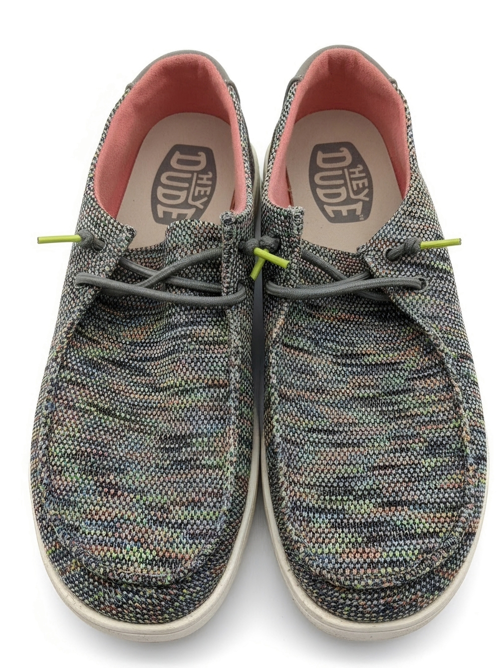 Hey Dude Multicolor Knit Slip-On Loafers with Coral Lining